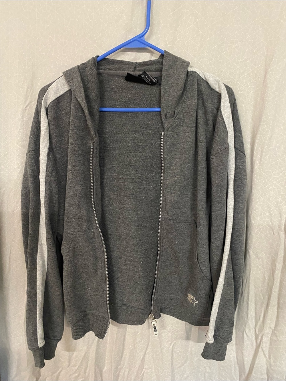 STARTER Gray Women's Zip Hoodie with White Logo